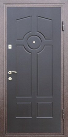 Входная металлическая дверь МДФ с классическим рисунком на панели, метод фрезеровки.